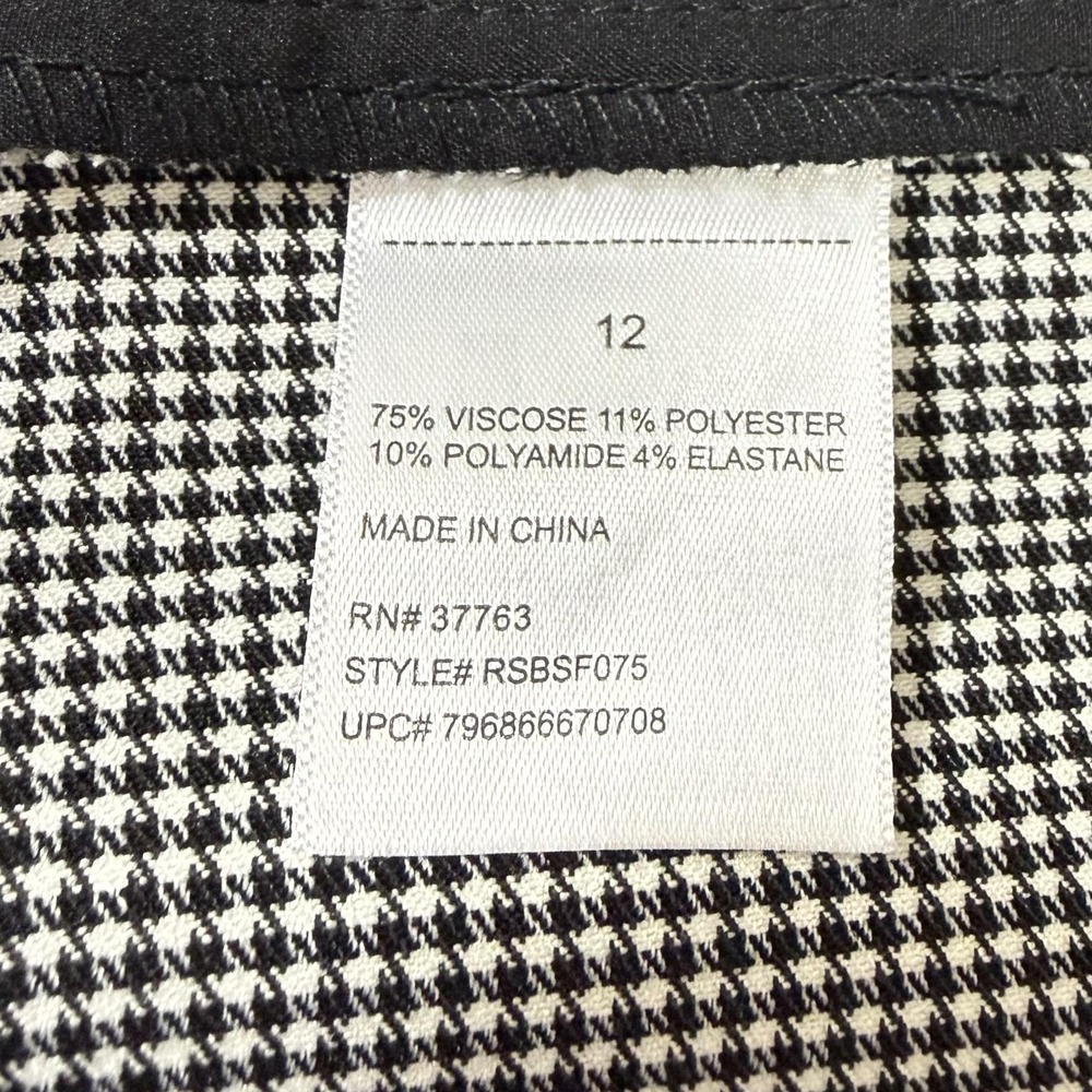 Rafaella Shorts Women's 12 Black Micro Houndstooth Stretchy Dressy Work Career - Picture 5 of 9